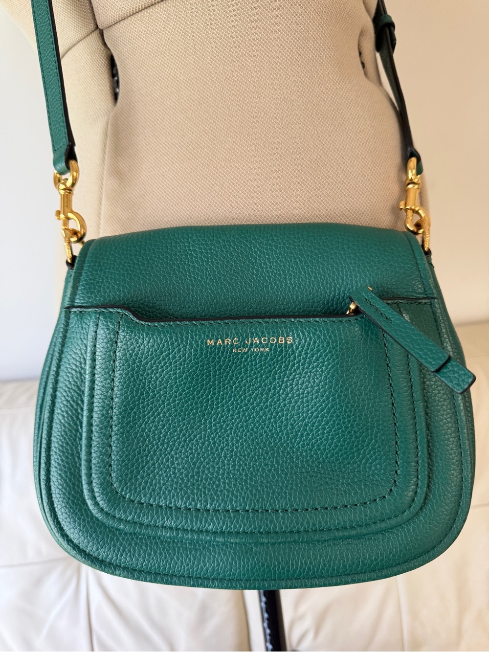 Marc Jacobs Teal Green Pebbled Leather Crossbody